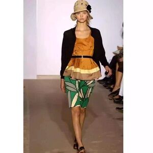 Marni Y2K Spring 06 Colorblock Silk Pintucked Blouse